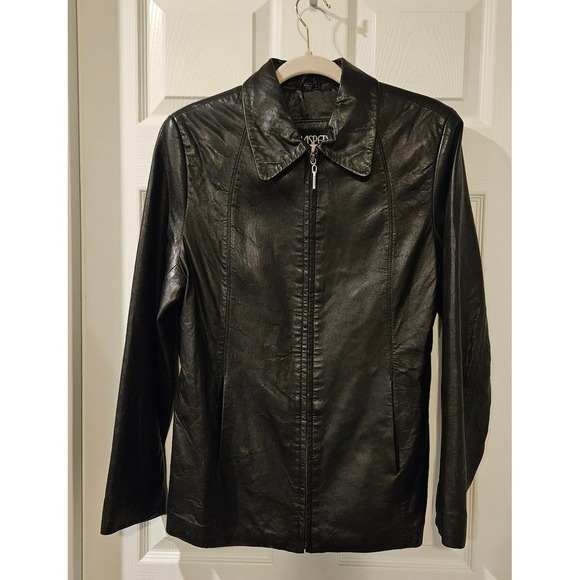 Kasper 100% Leather Jacket Black Zip Front Medium‎ Lightweight Moto Style - Picture 1 of 6